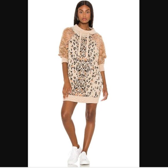 Free People Leopard Print Hoodie in Brown and Cream - Picture 4 of 9